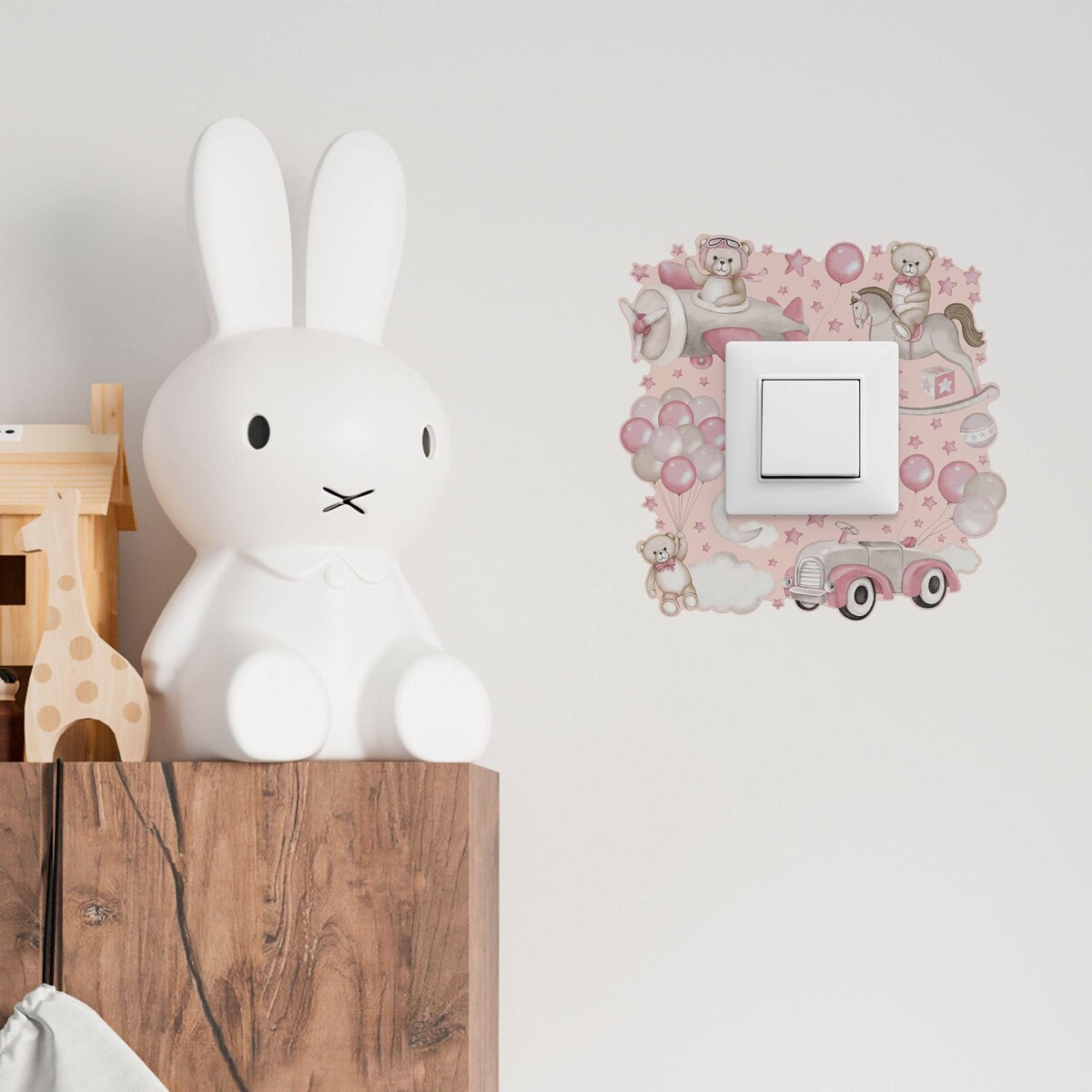 Naklejka Pod Kontakt Do Pokoju Dzieci Balony Misie Gwiazdy Samolot Chmury 20x20cm