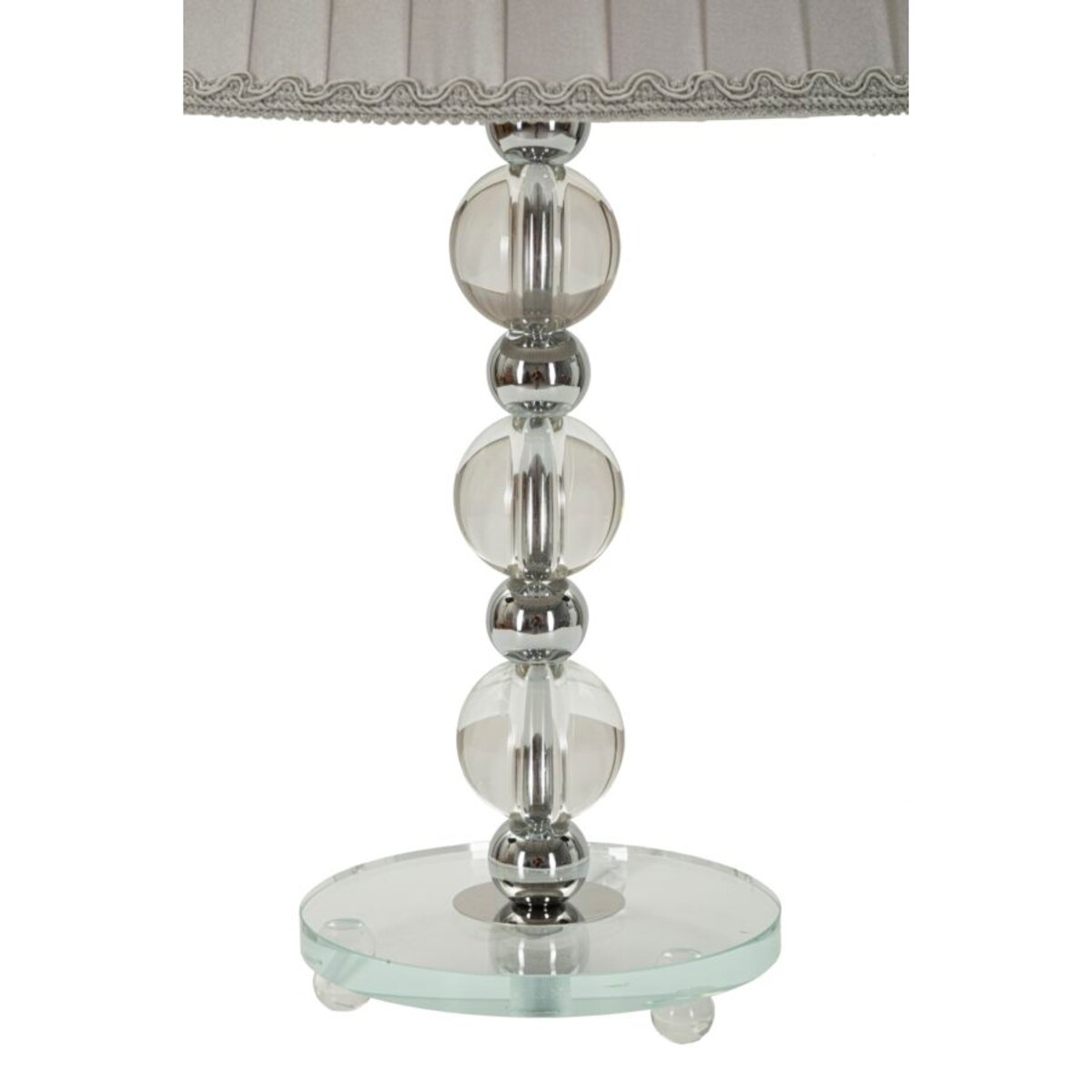 Lampa stołowa Tolly, kolor srebrny, metal, szkło i tkanina, 30 x 30 x 48 cm, 1 x E27, do salonu i sypialni, Mauro Ferretti