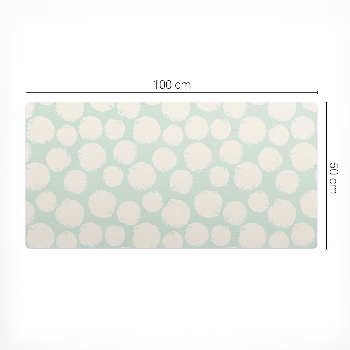 Miętowa mata na biurko Pastelowe kropki, 100x50 cm