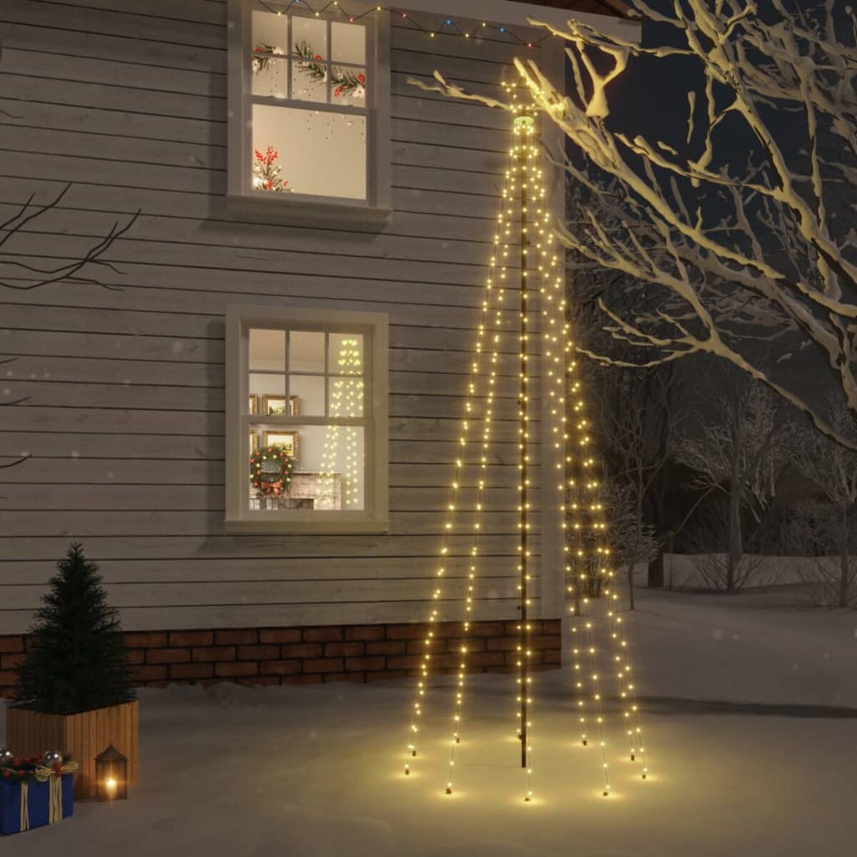 vidaXL Choinka z kołkiem gruntowym, 310 ciepłych białych LED, 300 cm