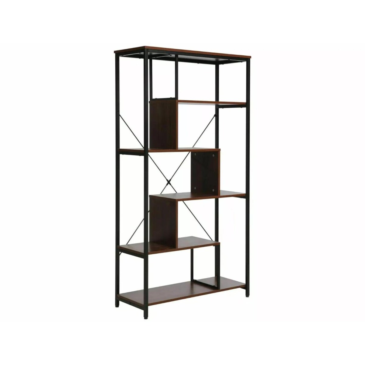 Regał na książki NET A ciemny orzech/czarny mat