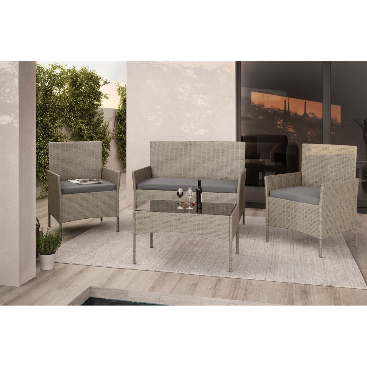 Zestaw mebli rattanowych PERGOLA szary