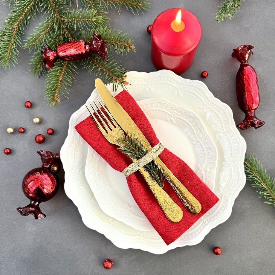 VILLA ITALIA Bombka szklana CUKIEREK red 9 cm