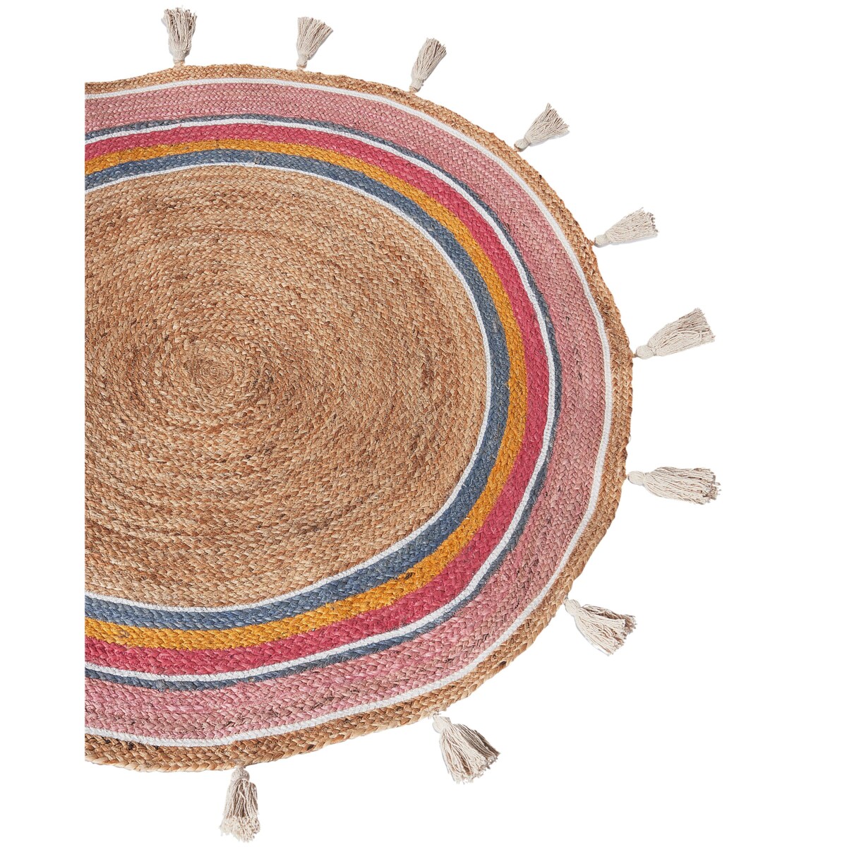 Dywan okrągły z juty 120 cm wielokolorowy ZANAVI