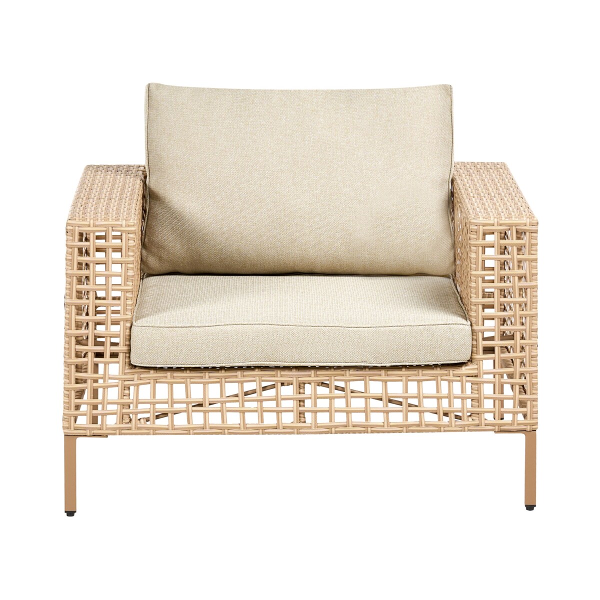 Zestaw ogrodowy ze stolikiem dla 4 osób CALASETTA Prawostronny Technorattan Beżowy