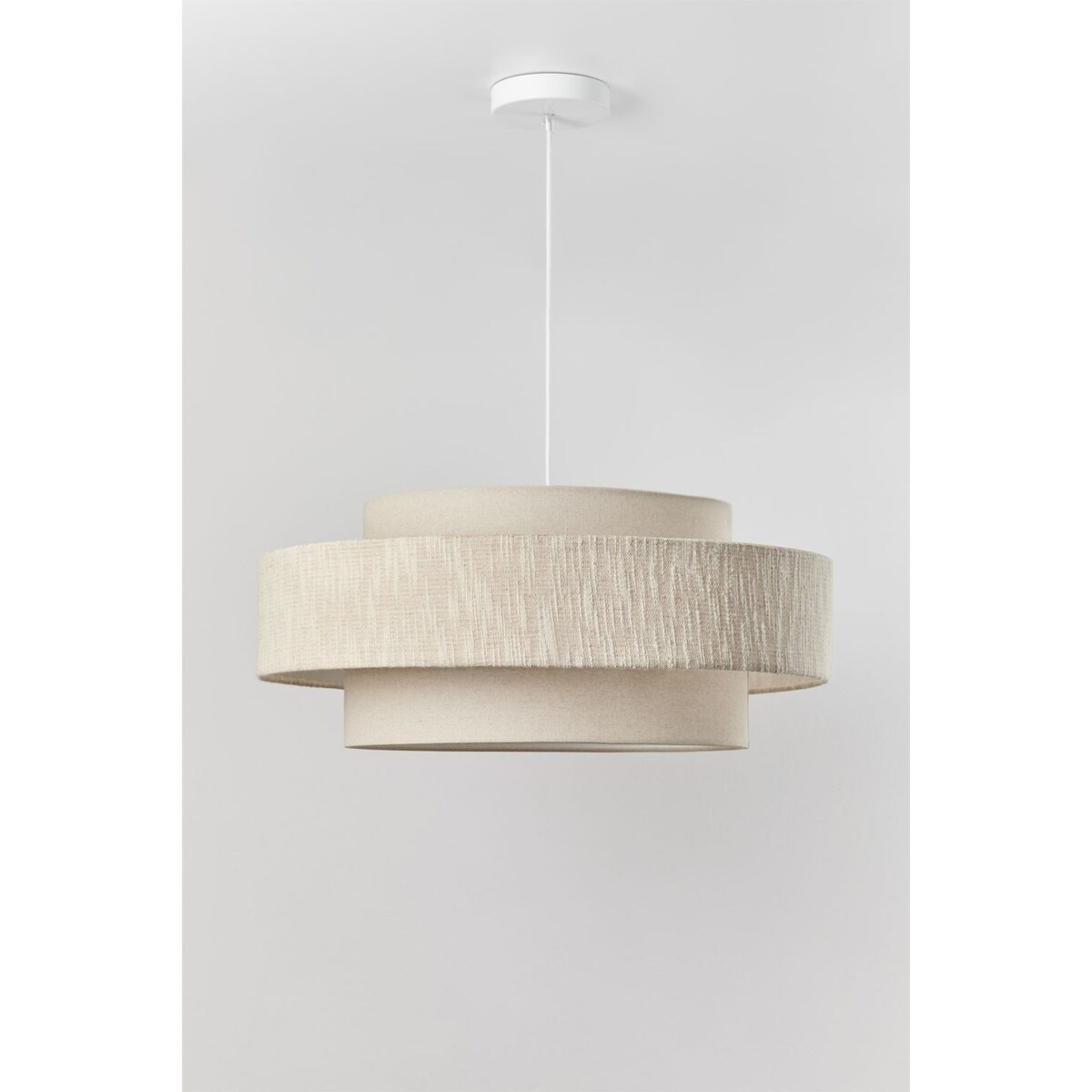 Lampa wisząca z tkaniny Lumira Ø55 cm, lniano-kremowo-beżowa