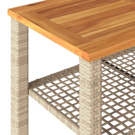 vidaXL Stolik ogrodowy, beżowy, 70x38x42 cm, polirattan i akacja