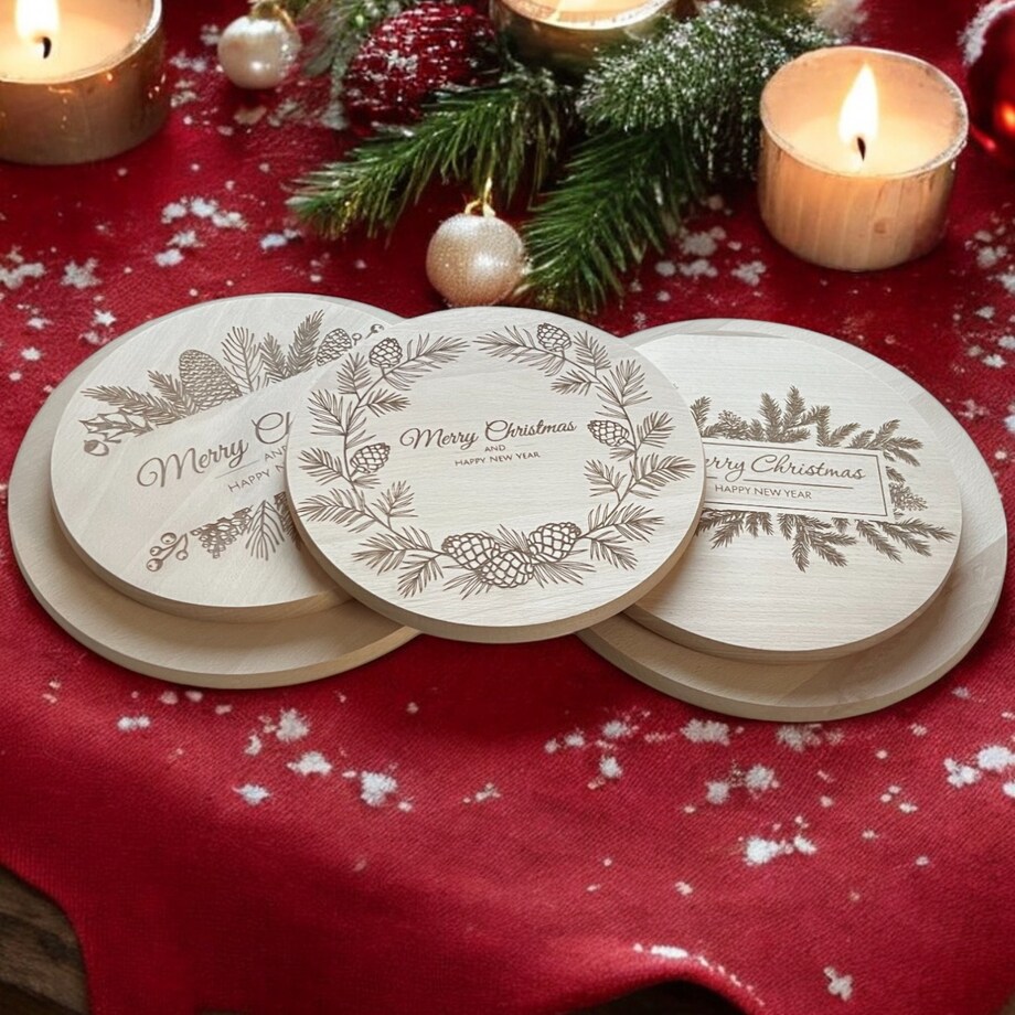 Drewniana deska świąteczna do serwowania ⌀ 30 cm