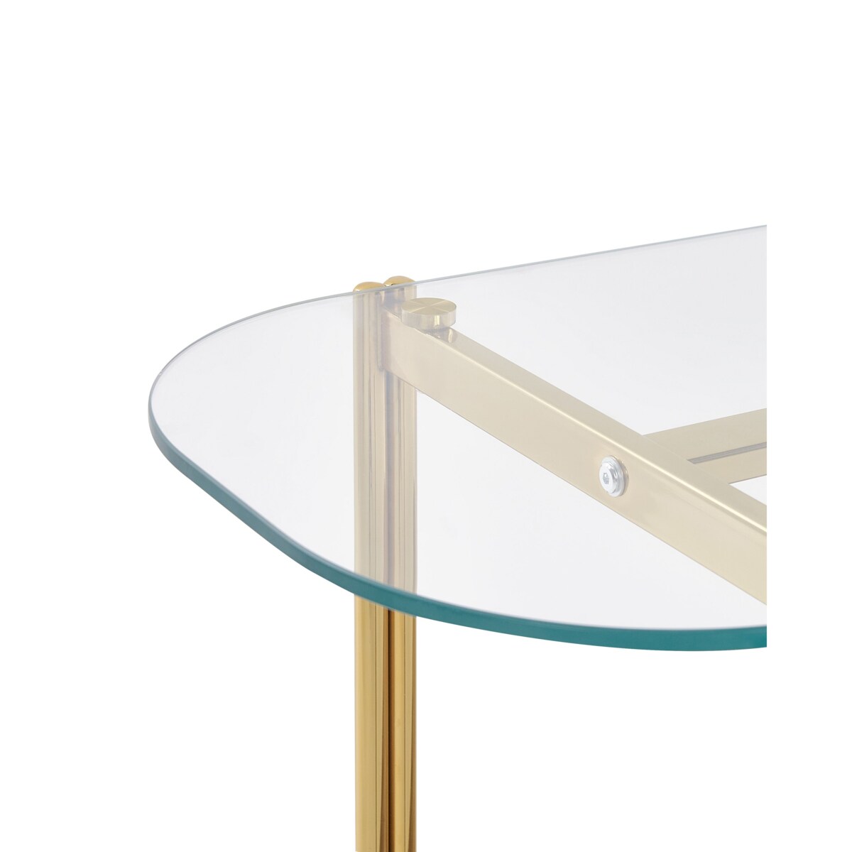 Konsola szklana jasne drewno ze złotym LOVELL