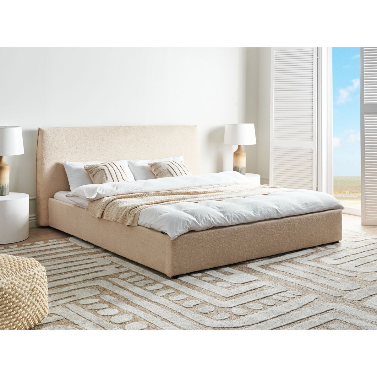 Łóżko wodne Boucle LAVAUR 180 x 200 cm Beżowy