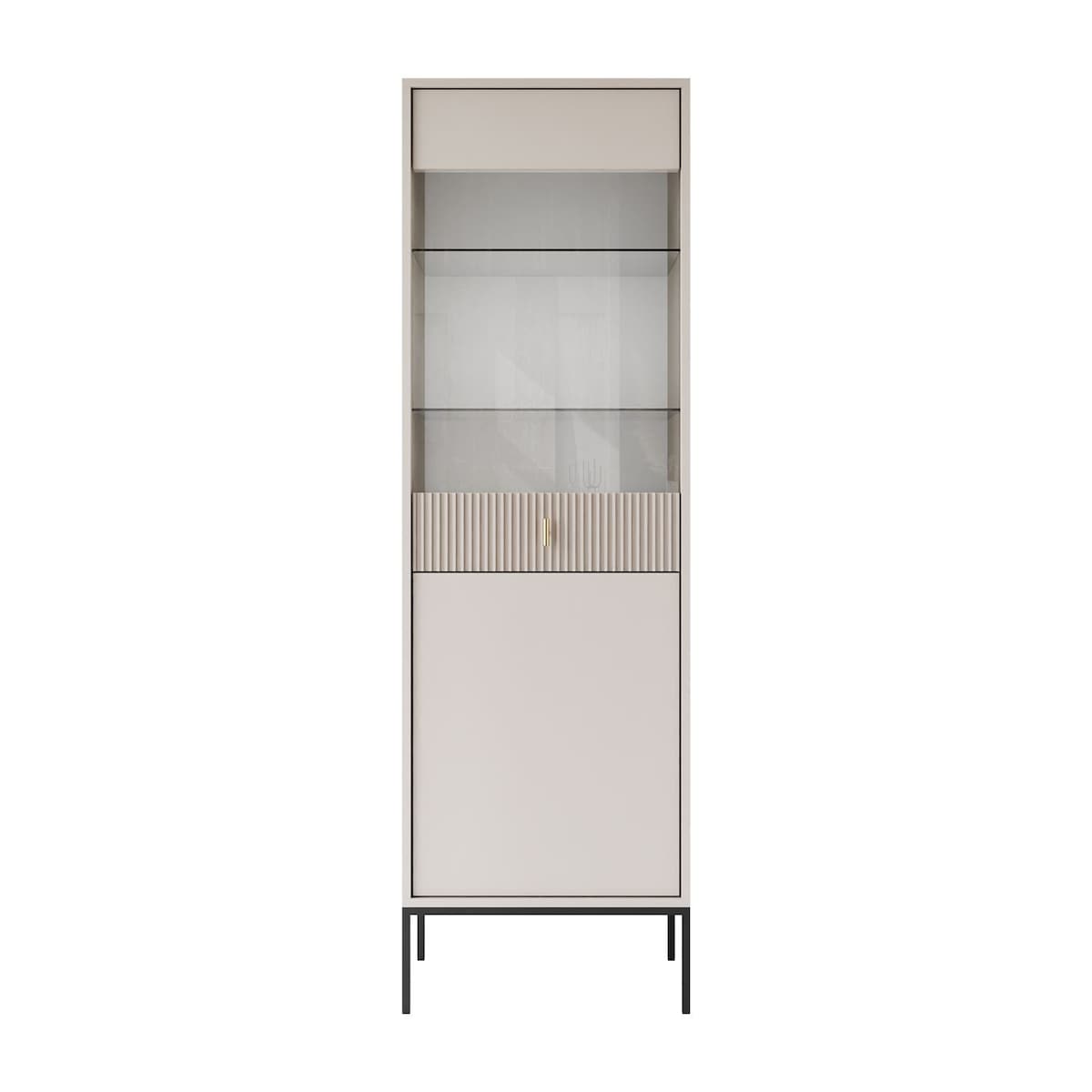 Witryna MIDNIGHT z przeszklonym frontem na stelażu, kaszmir
