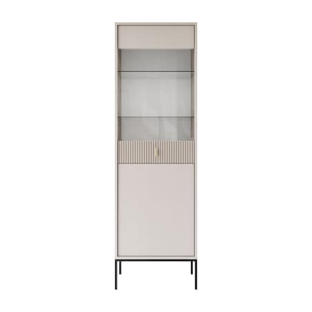 Witryna MIDNIGHT z przeszklonym frontem na stelażu, kaszmir