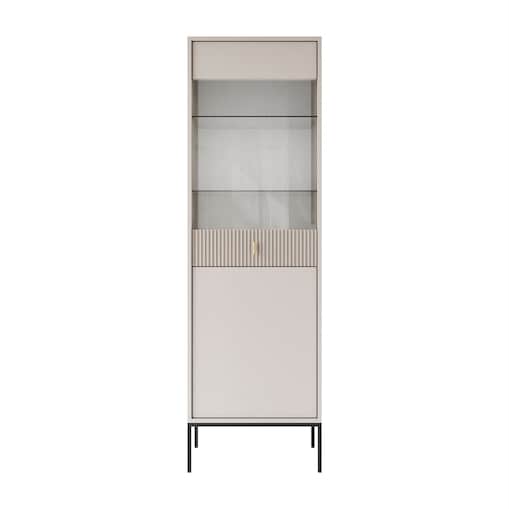 Witryna MIDNIGHT z przeszklonym frontem na stelażu, kaszmir