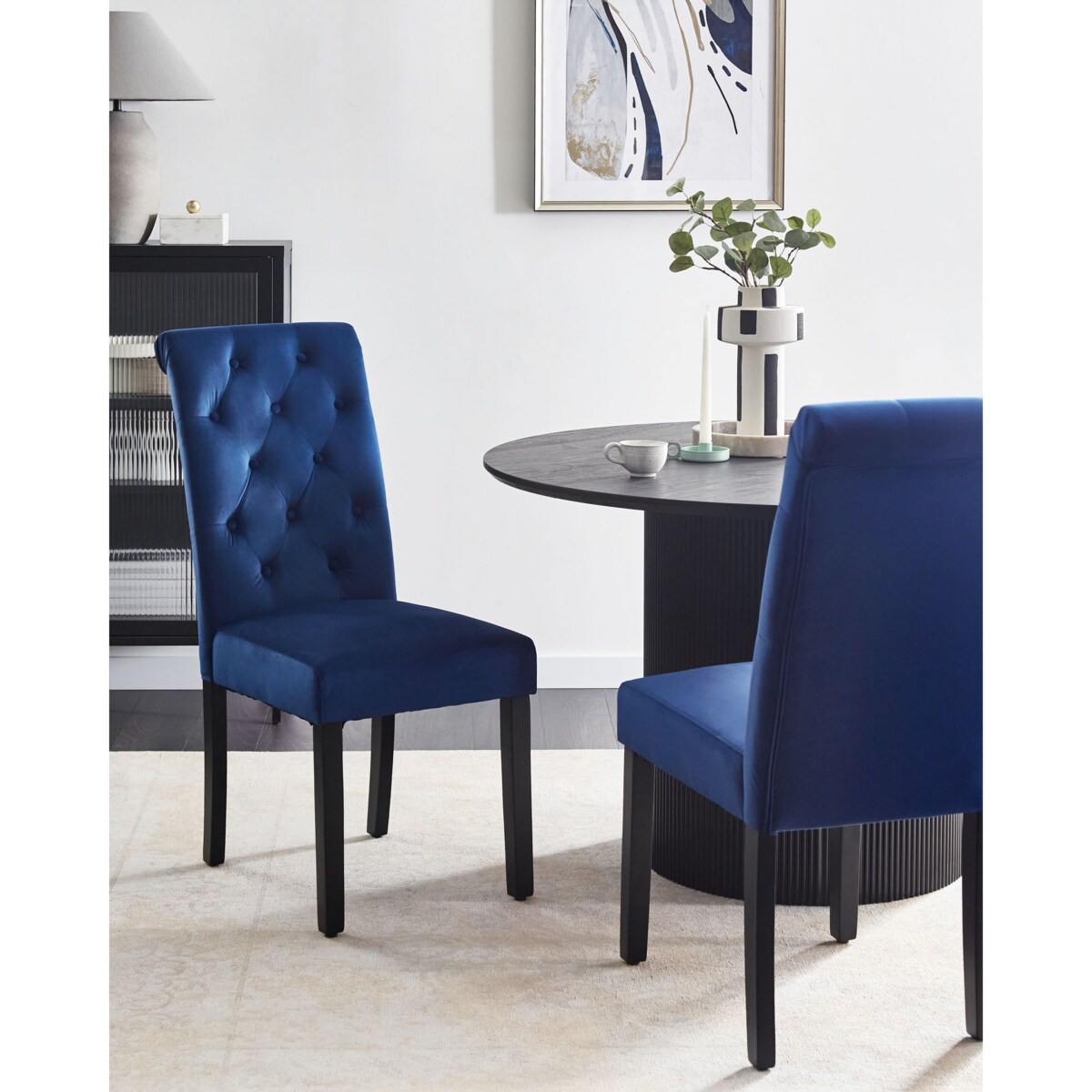 Zestaw 2 krzeseł VELVA Welur Ciemnoniebieski