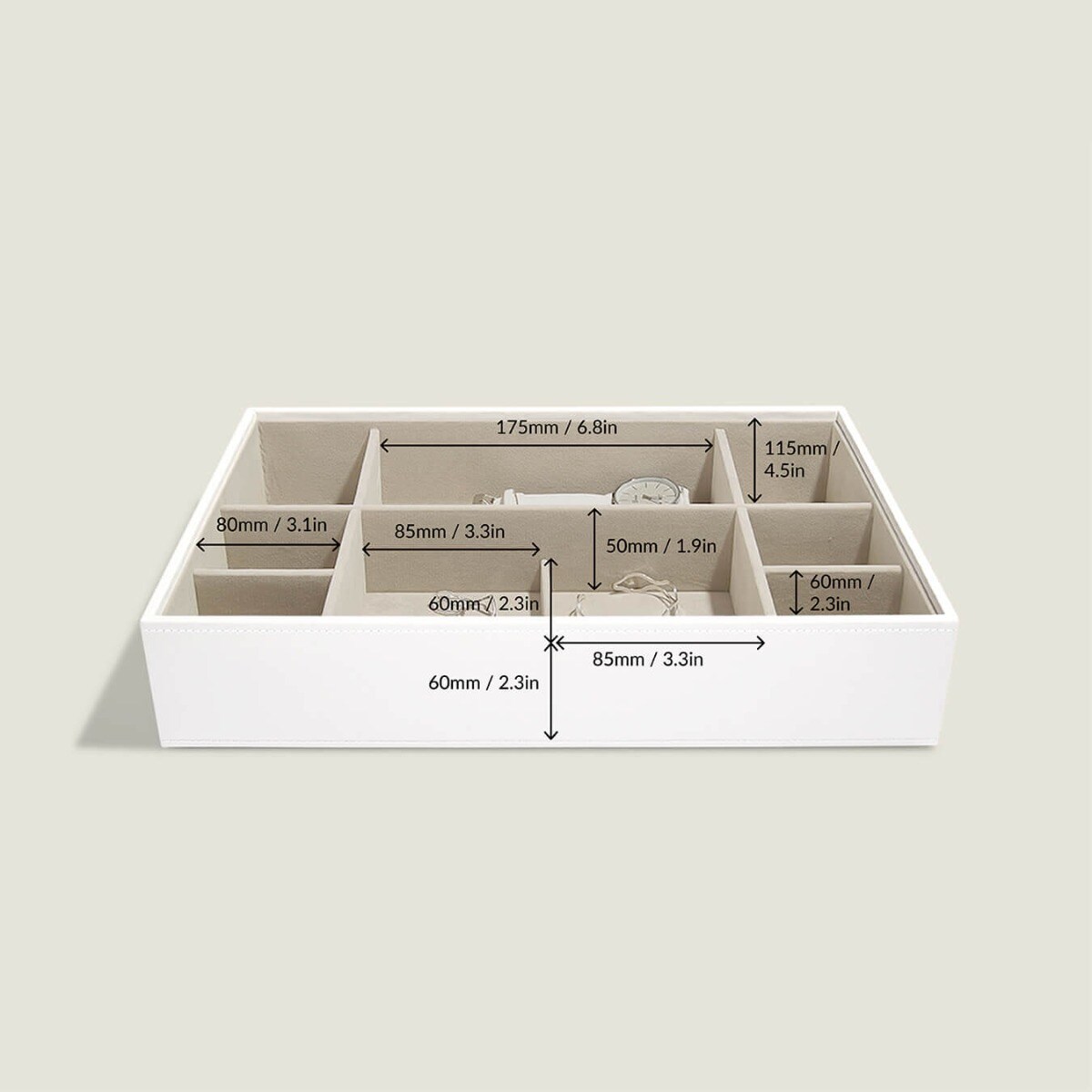 Szkatułka na biżuterię Stackers 11 komorowa supersize biało-beżowa