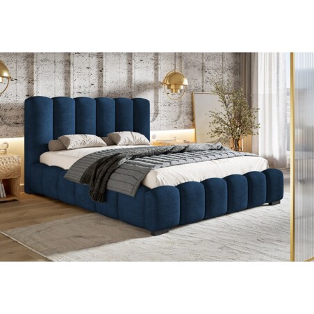 Łóżko sypialniane 200x200 BEN 18 stelaż metalowy- granatowe