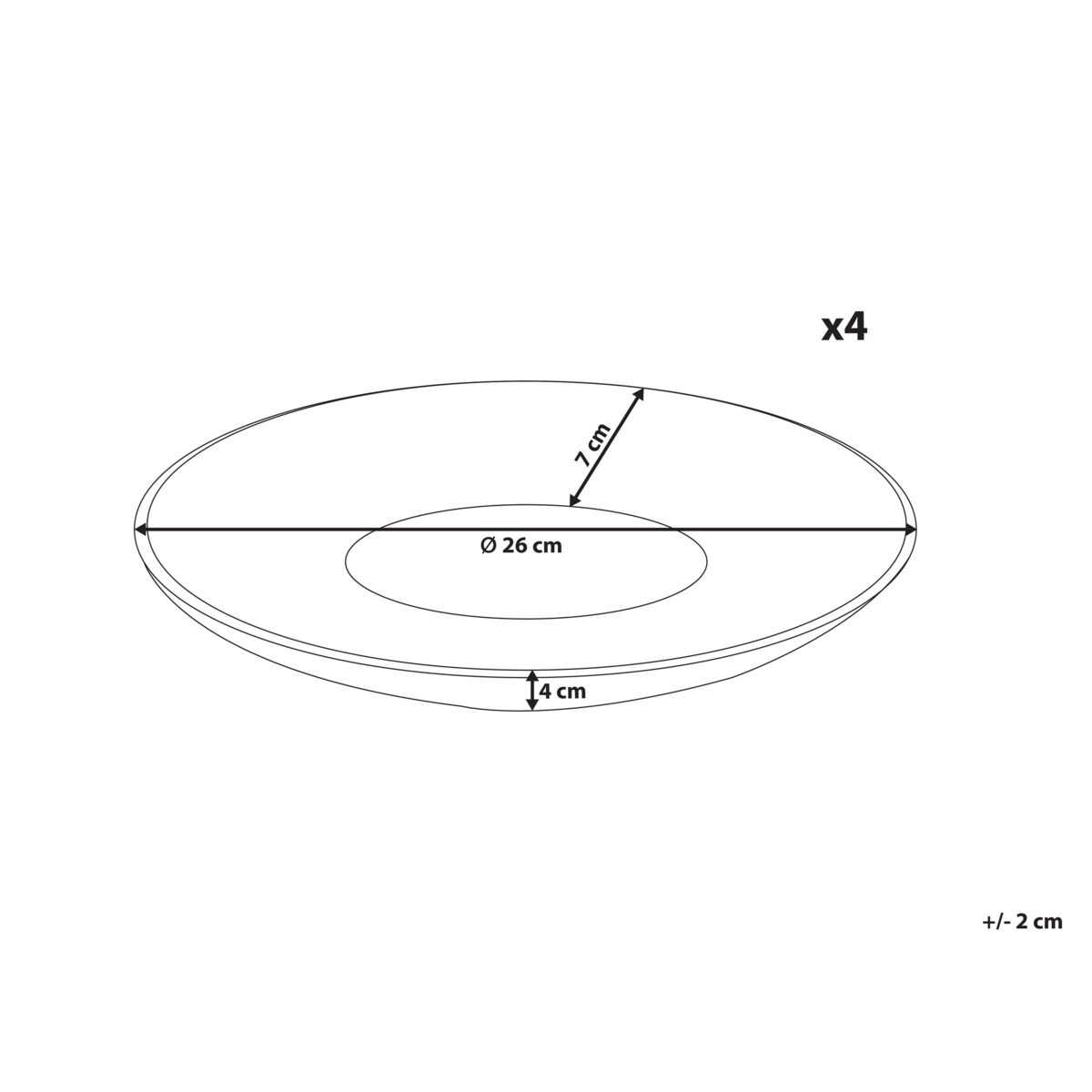 Zestaw 4 dużych talerzy NETTLE Kamionka Biały