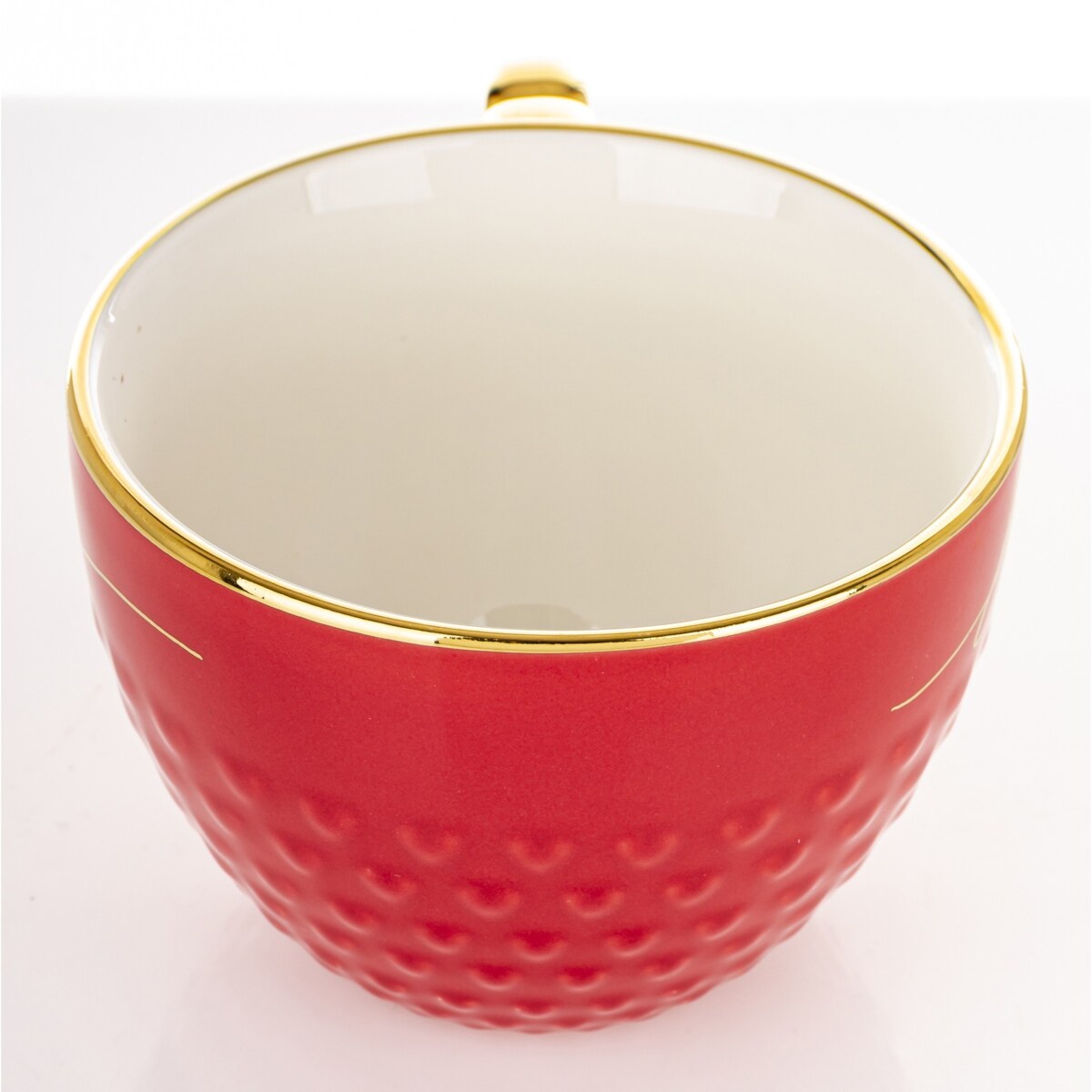 Filiżanka porcelanowa 500 ml czerwono-złota 8,5x16x12 cm LOVE