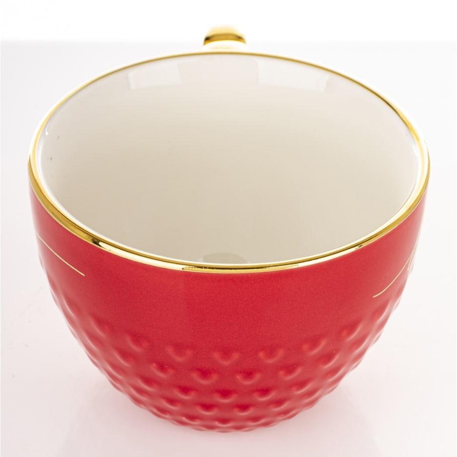 Filiżanka porcelanowa 500 ml czerwono-złota 8,5x16x12 cm LOVE