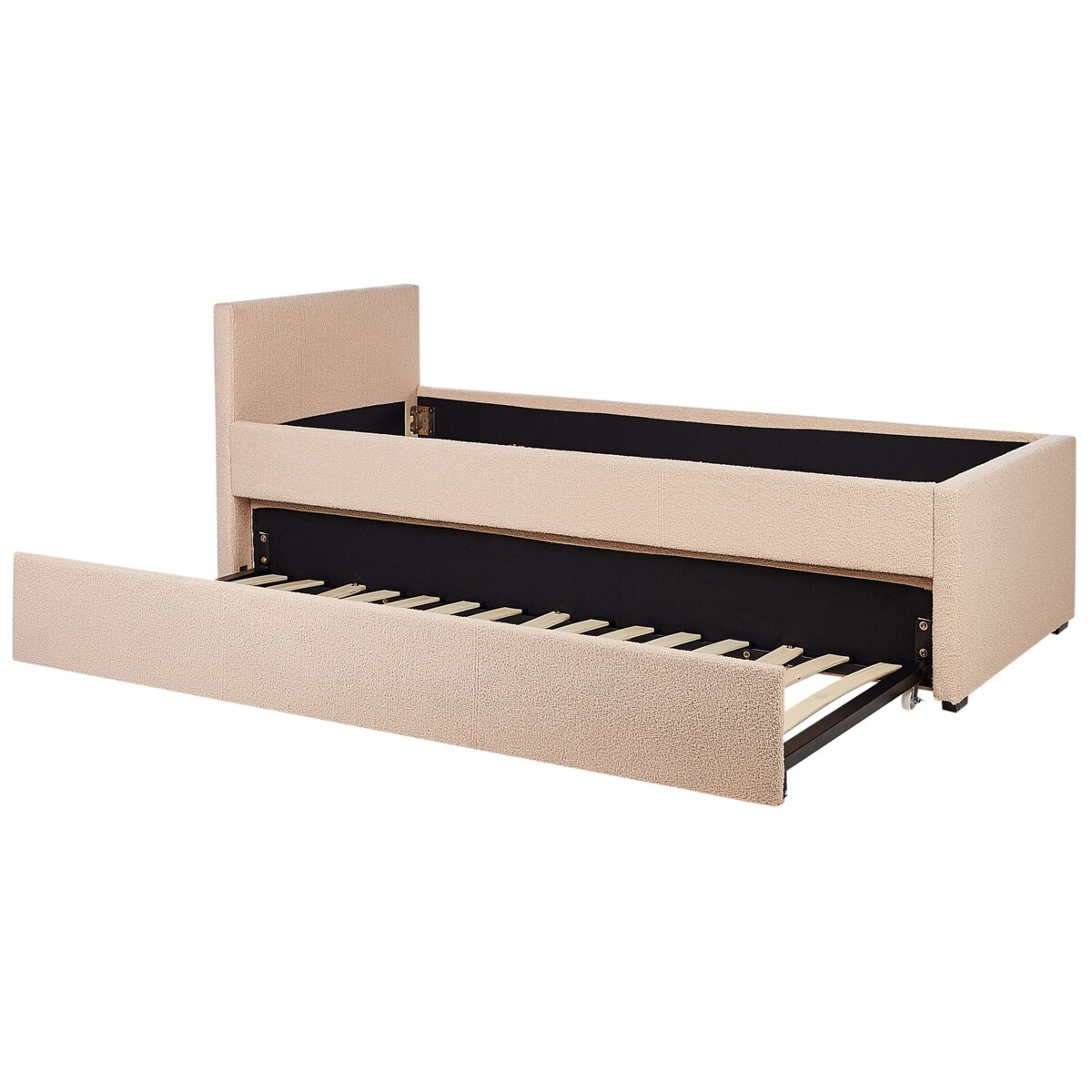 Łóżko wysuwane boucle 80 x 200 cm brzoskwiniowe MARMANDE