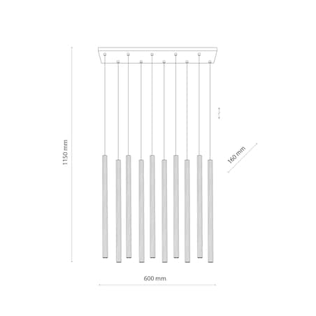 Lampa Wisząca Tk Lighting Ferro Na Listwie Beżowa Szampański Ryflowana Metalowa Tuba Sopel Rurka 10X G9