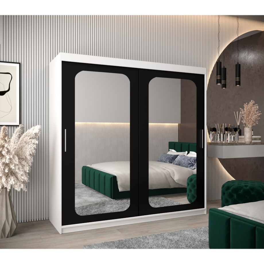 Szafa przesuwna Garderoba PROMO T3 200 biały/czarny