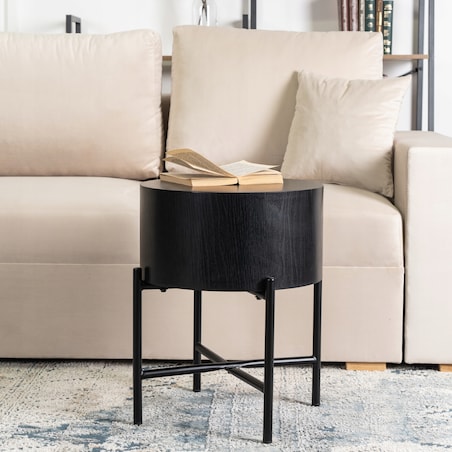 Stolik Kawowy Okrągły Mały Loft Ława Do Salonu Sypialni Czarna CEVES