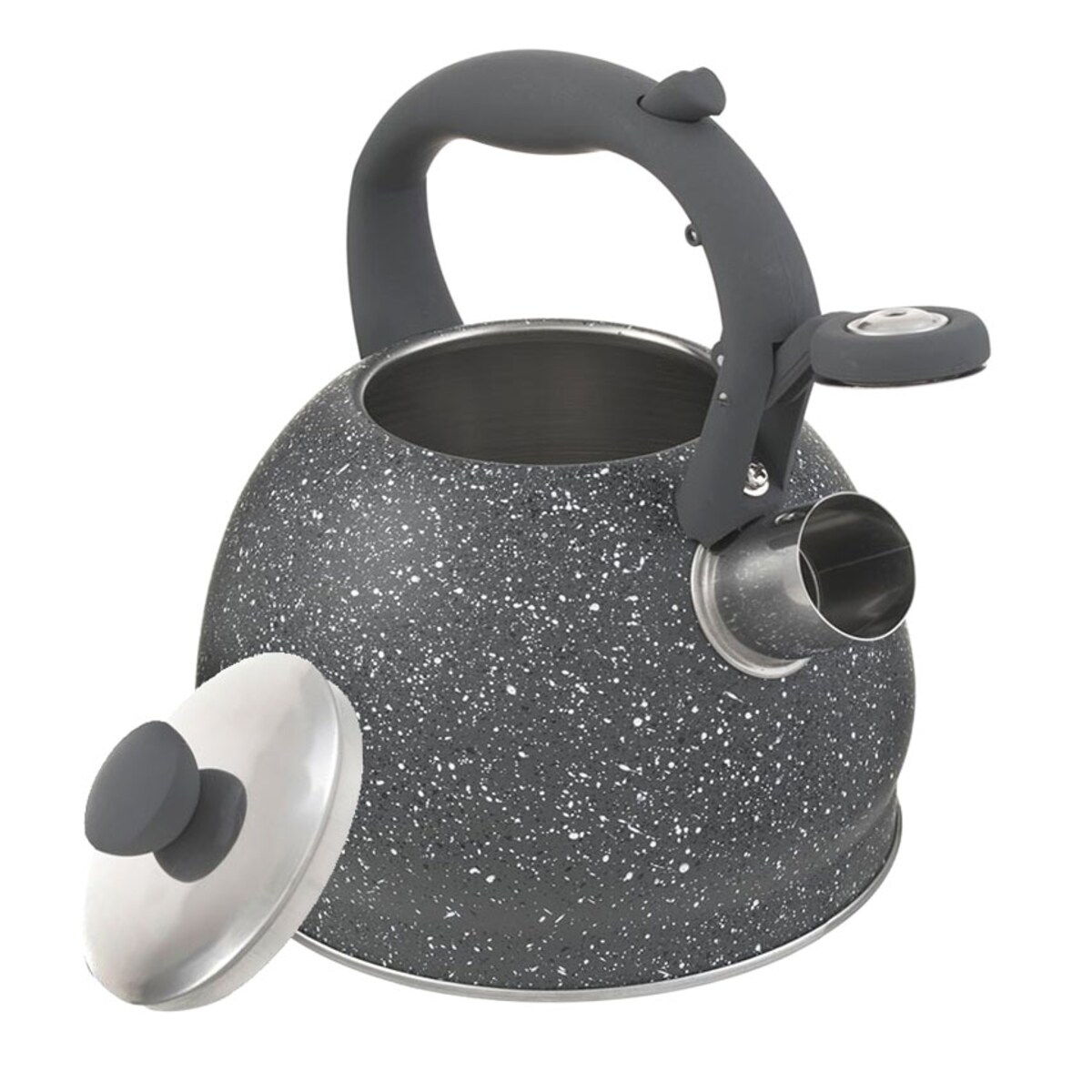 Czajnik stalowy z gwizdkiem 3L indukcja gaz szary marmurek KLAUSBERG