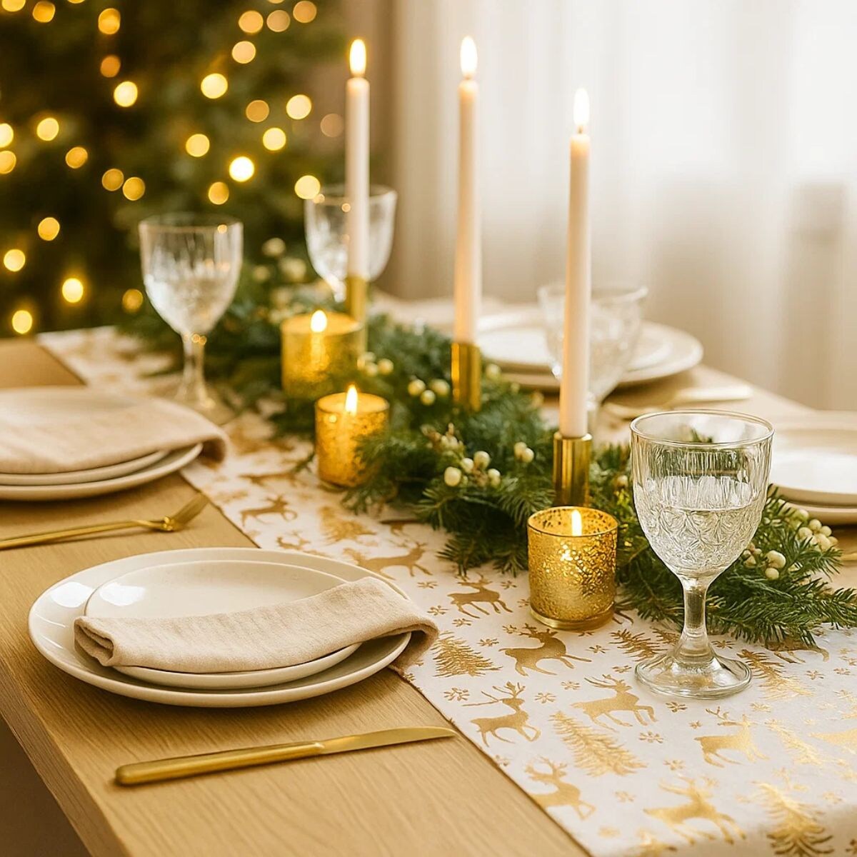 Bieżnik na stół, z motywem leśnym, 28 x 300 cm