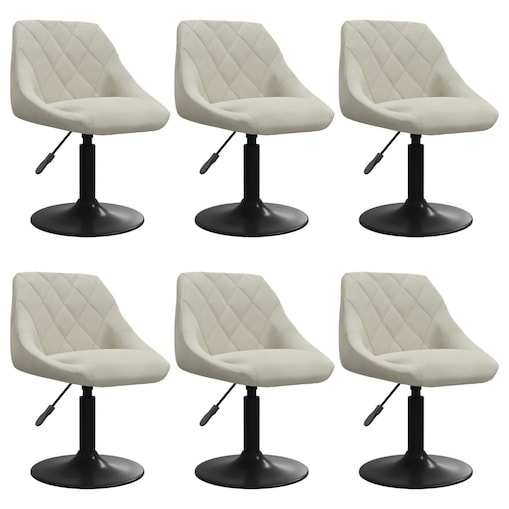 vidaXL Obrotowe krzesła stołowe, 6 szt., kremowe, obite aksamitem