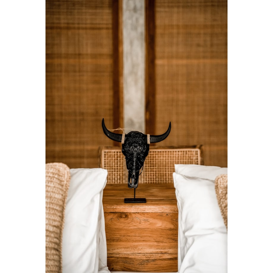 DEKORACJA GŁOWA BYKA CZARNA S
