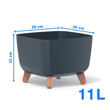 Doniczka Donica Ogrodowa 29 Cm Na Nóżkach Dekoracyjna Antracytowa