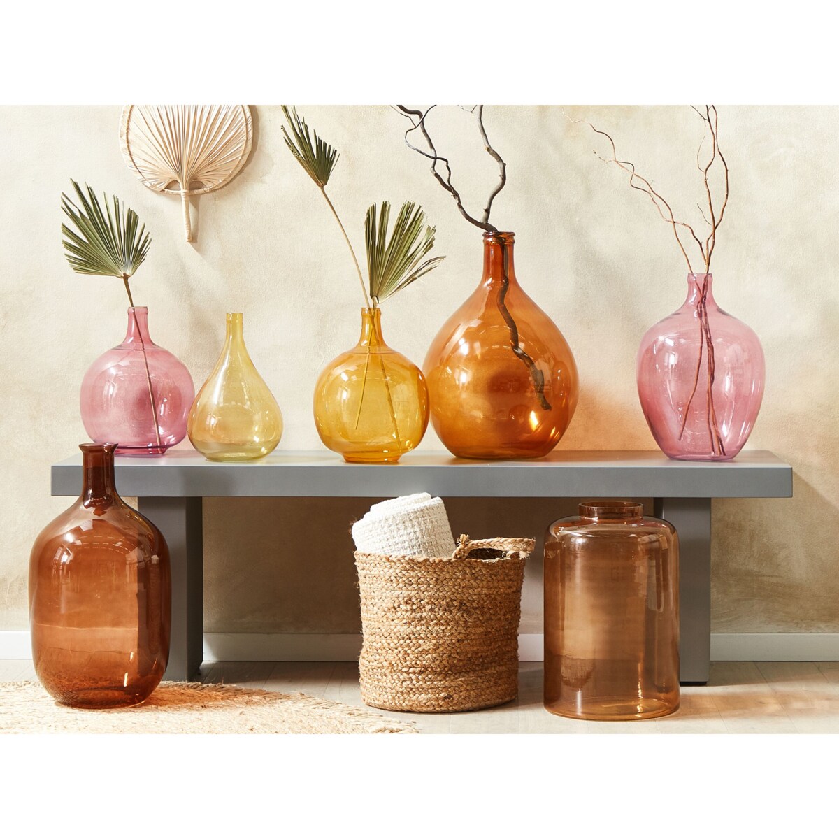 Wazon na kwiaty szklany 48 cm złoty brąz CHATNI