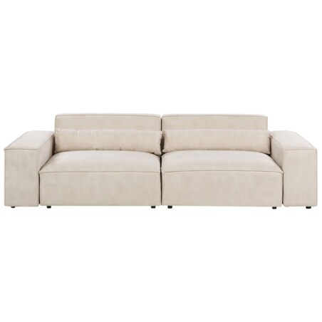 Sofa modułowa 2-osobowa welurowa z otomaną beżowa HELLNAR