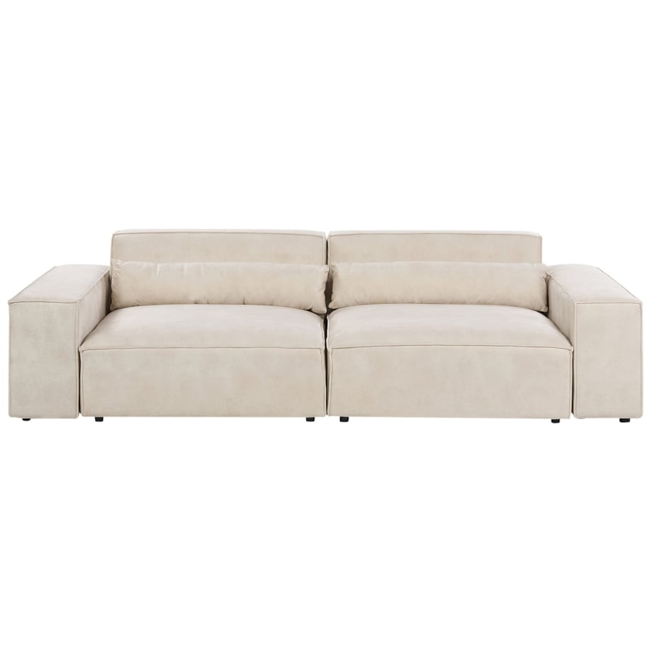 Sofa modułowa 2-osobowa welurowa z otomaną beżowa HELLNAR