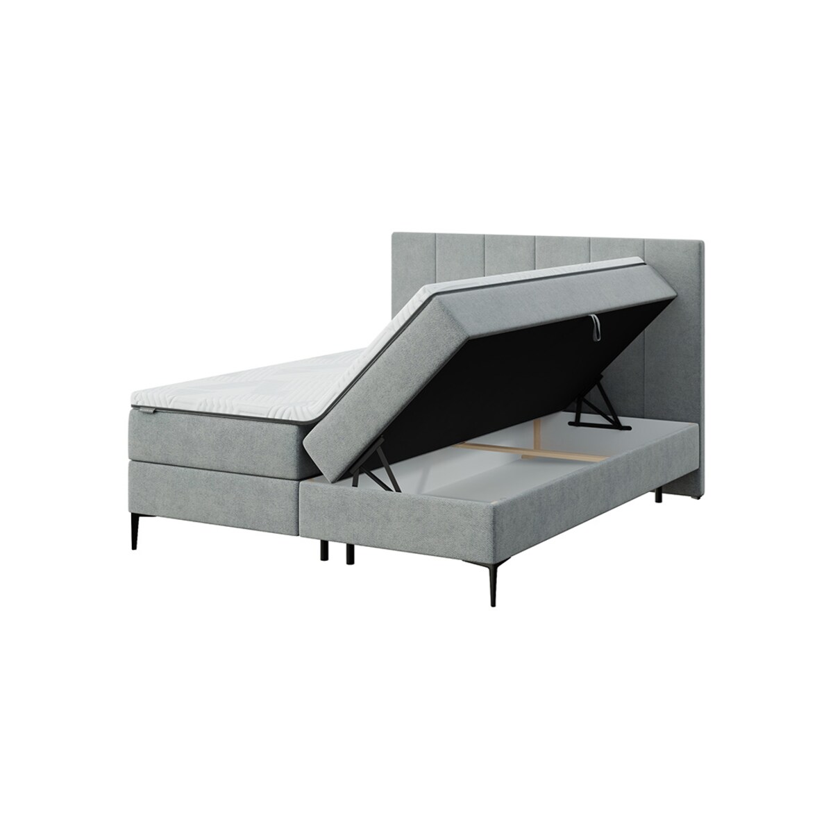 Mesonica Łóżko Kontynentalne Bufo, szare 160x200, Materac nawierzchniowy 160x200 wys: 5 cm