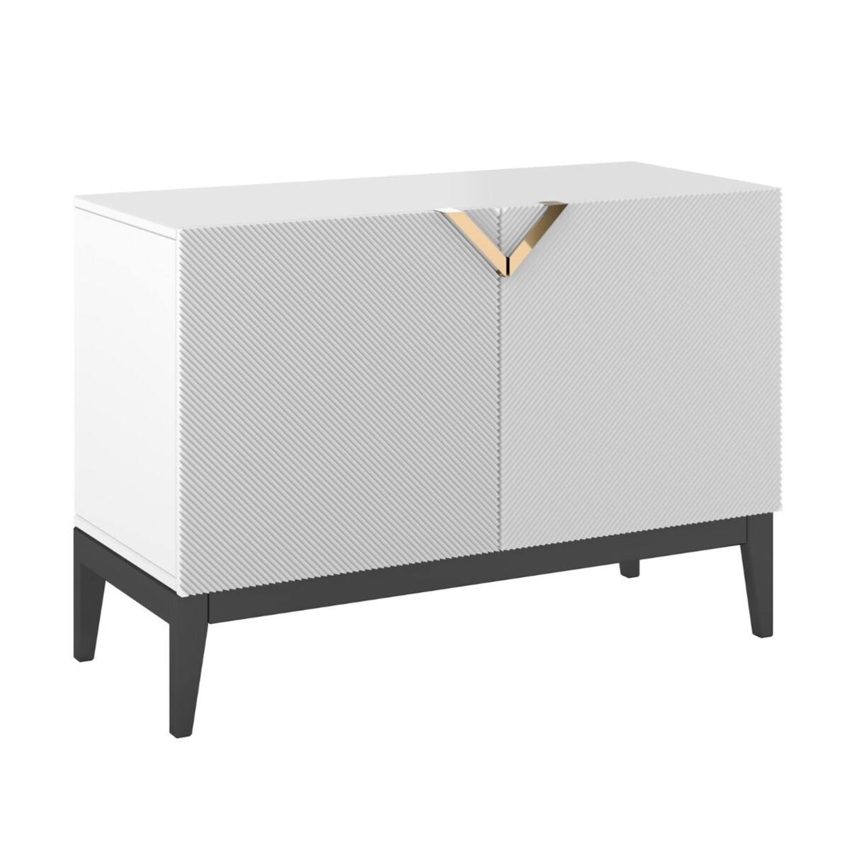 Drewniana komoda Visby DEMI LONG 2D / kolor biały + czarne nogi / szer. 100,5 cm