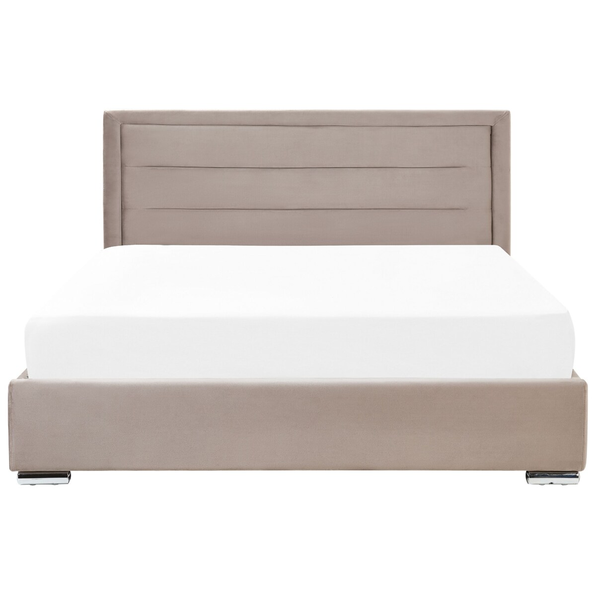 Łóżko z pojemnikiem welurowe 180 x 200 cm beżowoszare ROUEN