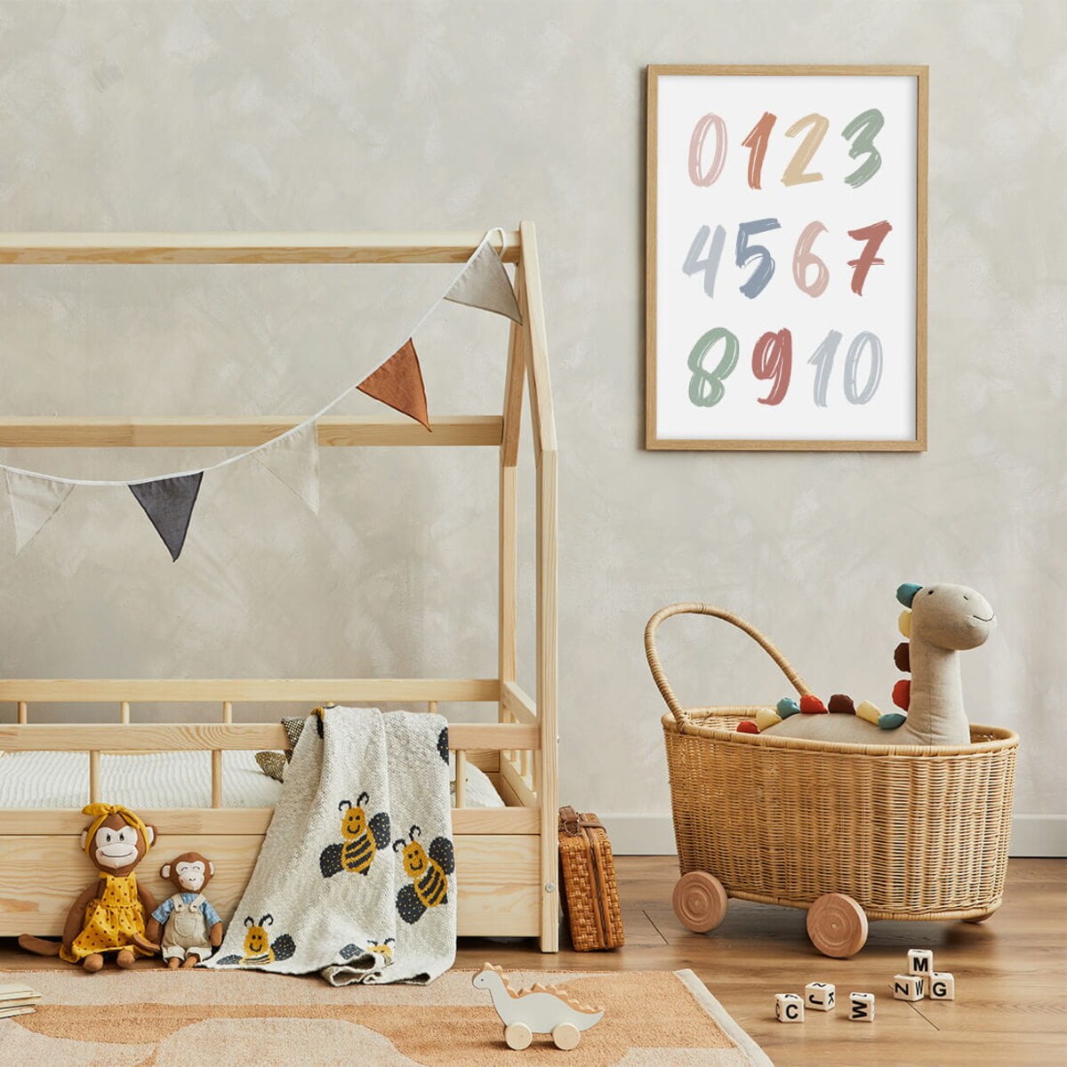 Plakat dla dzieci Liczby boho 5 20x30