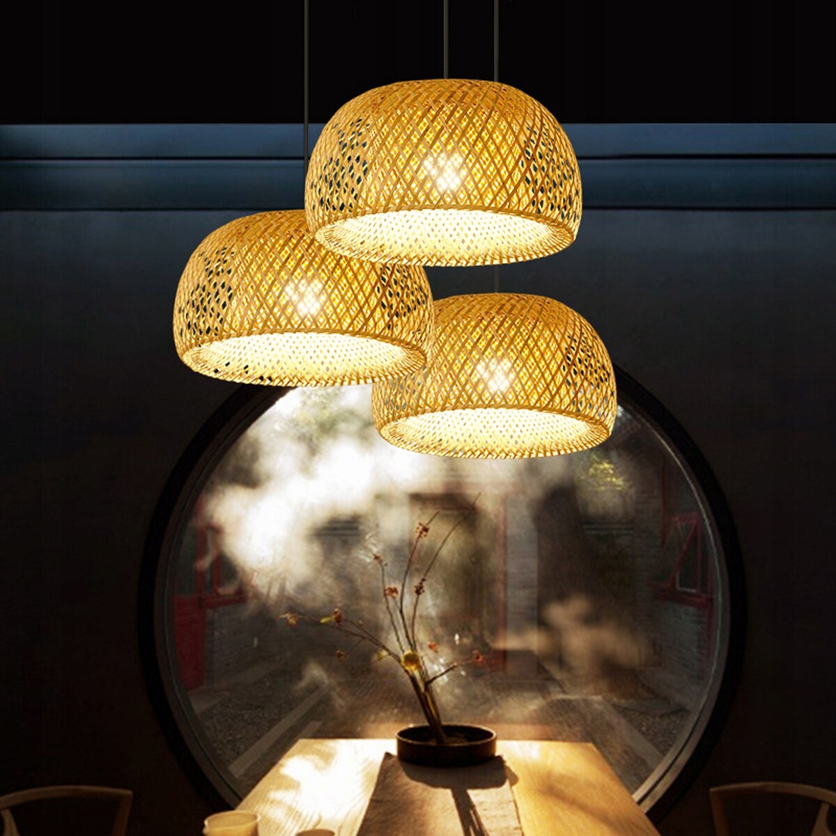 Lampa Wisząca Naturalna Boho Bambusowa Pleciona