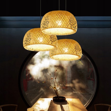 Lampa Wisząca Naturalna Boho Bambusowa Pleciona