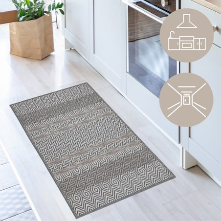 Chodnik Antypoślizgowy Vita 80x300cm Geometryczny Szary