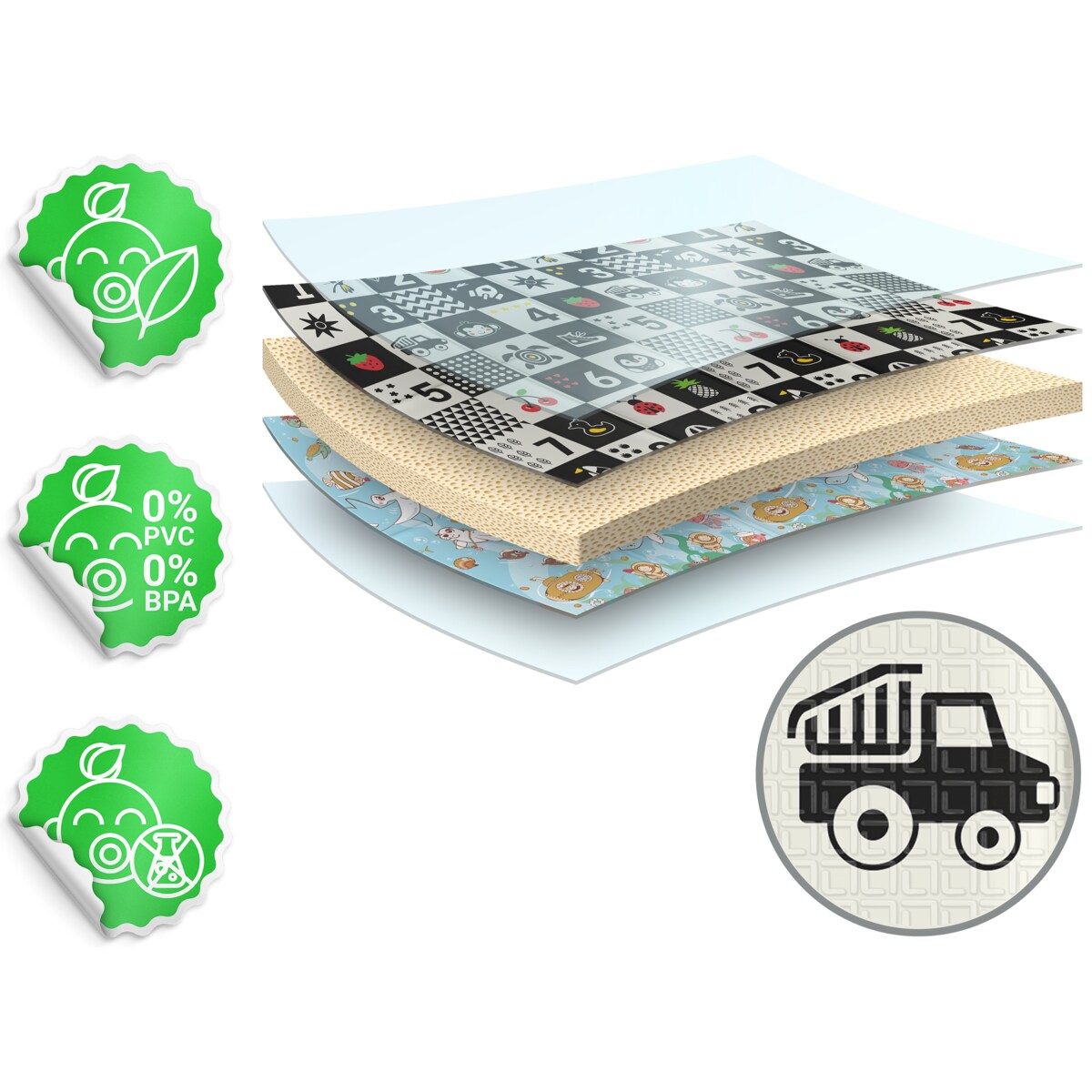 Mata piankowa edukacyjna składana dla dzieci duża 180x200 pianka xpe Nukido