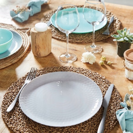 KOMPLET OBIADOWY 18 ele SZARY PAMPILLE LUMINARC okrągłe talerze zastawa