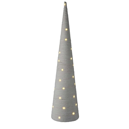 Choinka stożek z materiału z LED, 80 cm, na baterie, kolor biały, tworzywo sztuczne