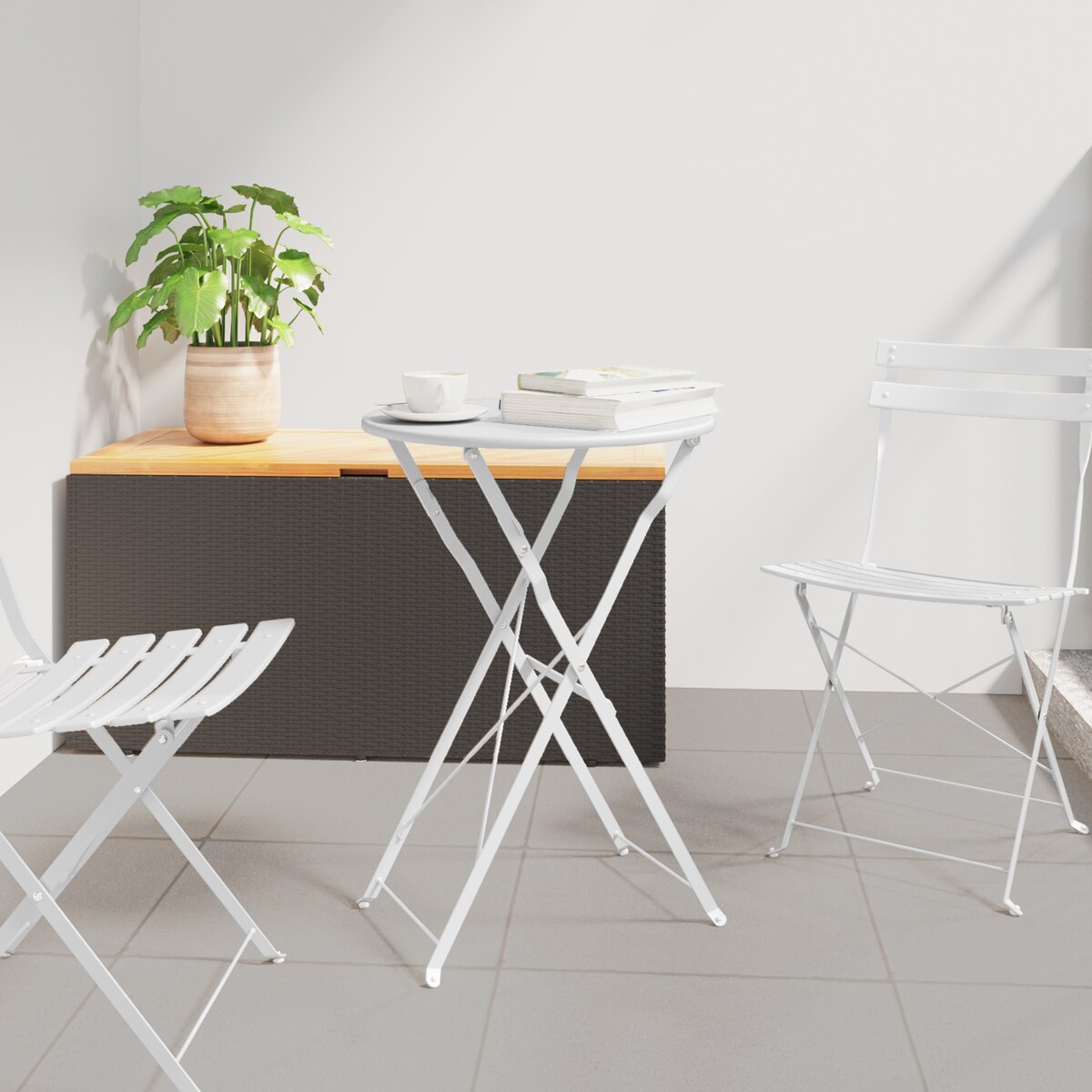 vidaXL Składany stół bistro Biały Ø50x71 cm ze stali malowanej