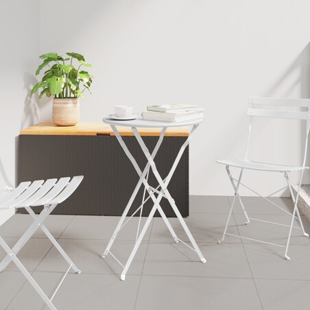 vidaXL Składany stół bistro Biały Ø50x71 cm ze stali malowanej