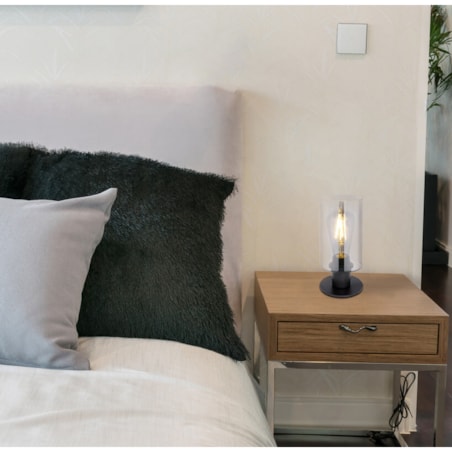 Lampka stojąca Hadera 15465T na komodę czarna przydymiona