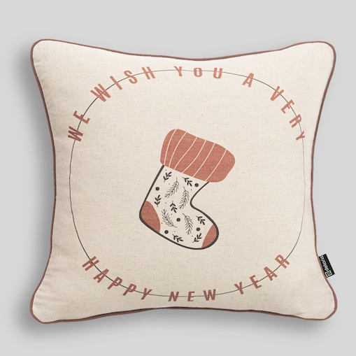 Poszewka na poduszkę Festive Stocking 43x43 cm boże narodzenie, święta, świąteczne, beżowy, 43x43 cm