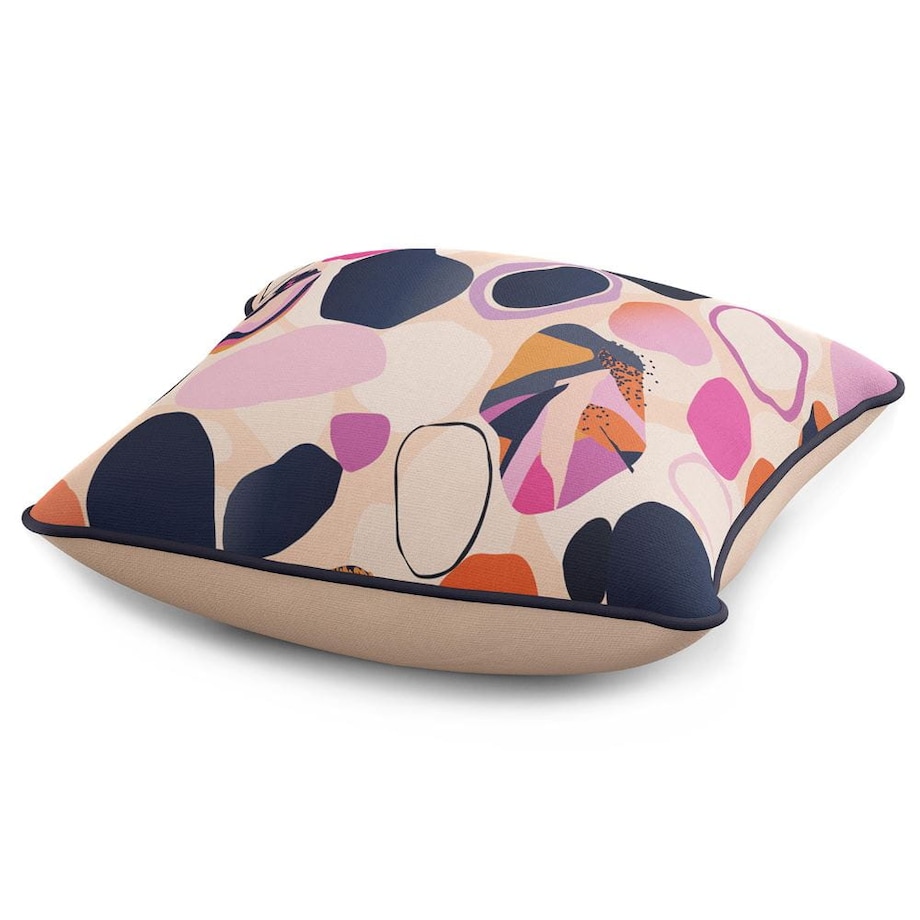 Poszewka dekoracyjna 43x43 kremowa, artystyczne kolorowe plamy